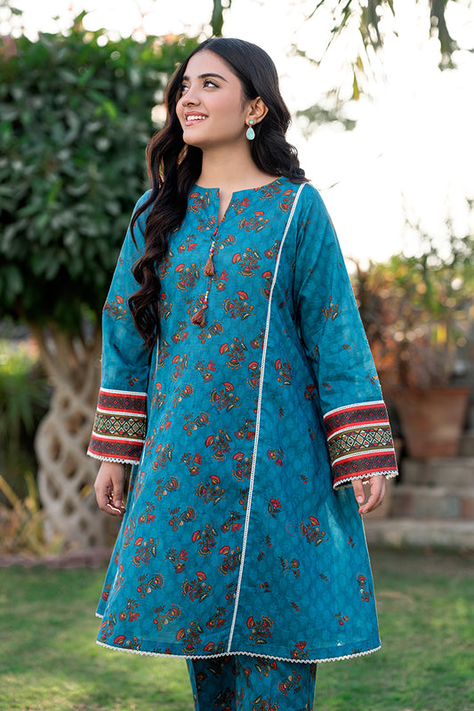 2 Piece Suit Mint Table Print All-Over Frock with Trouser T-ALPRTW-029