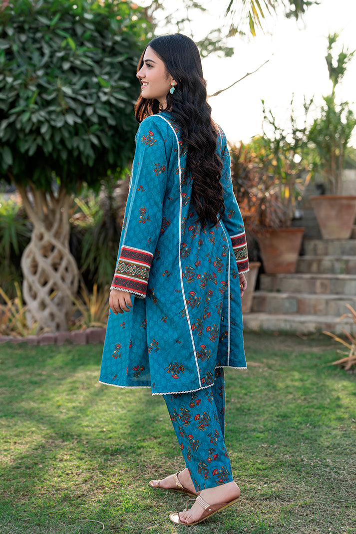 2 Piece Suit Mint Table Print All-Over Frock with Trouser T-ALPRTW-029