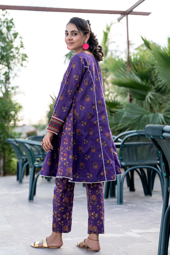 2 Piece Suit All-Over Printed Dress with Trouser T-ALPRTW-030