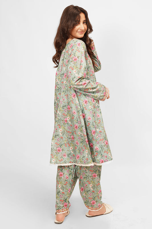 2 Piece Printed Lawn Cotton Suit with Shalwar ALPRTW-016
