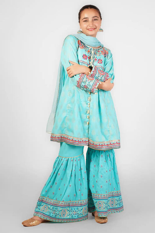 3 Piece Jacquard Embroidered Suit FORT-009