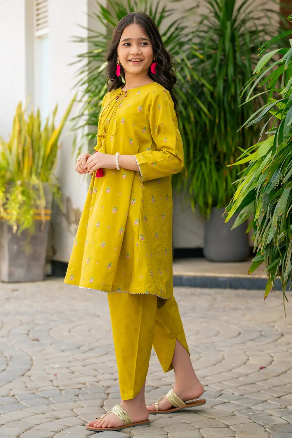 2 Piece Suit Lawn Table Print Angrakha Frock with Trouser JK-PRT-002