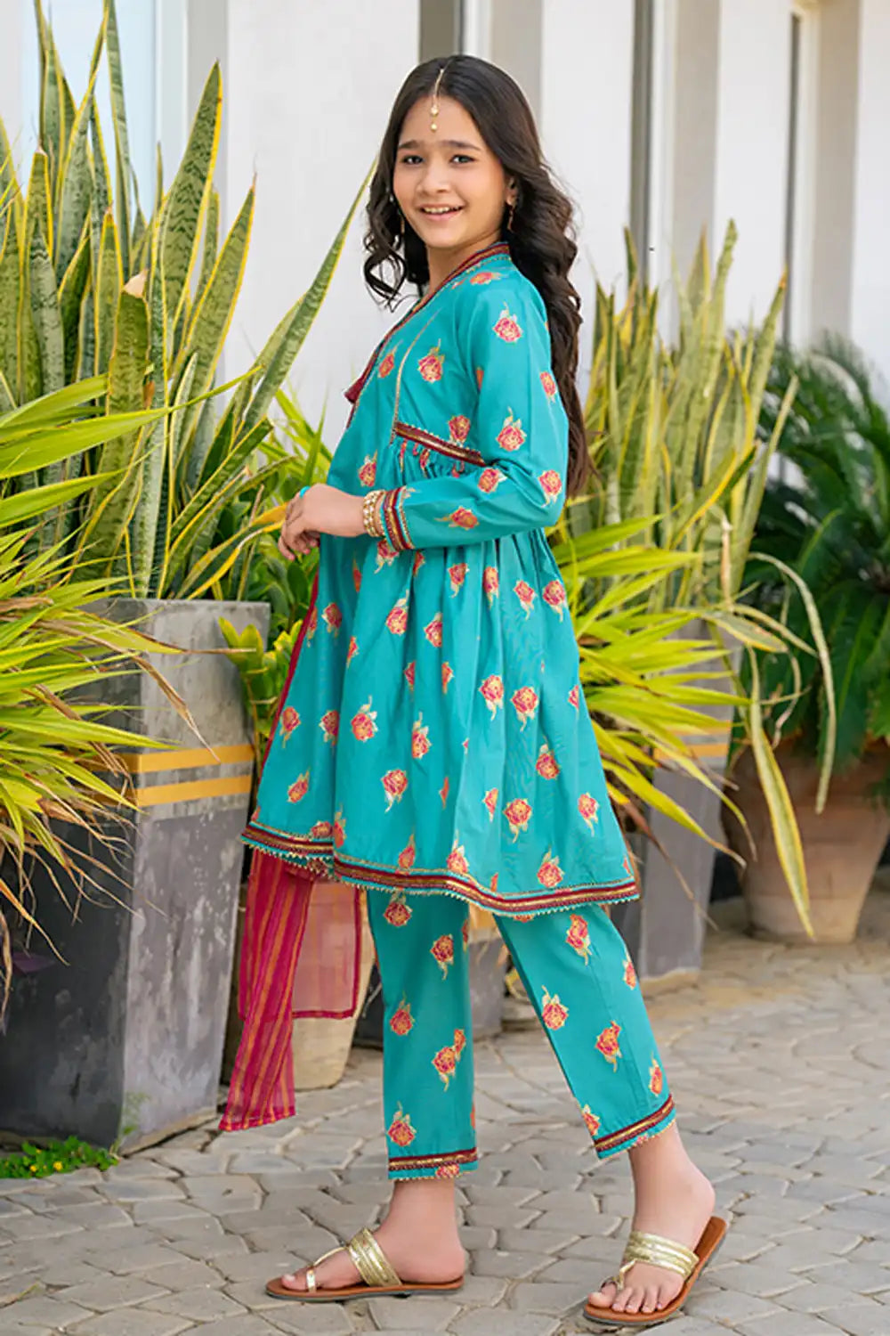 3 Piece Stitched Frock Digital Print Motifs Design K-SFC-013