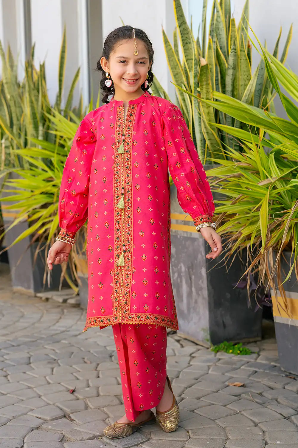 2 Piece Suit Lawn Screen Gold Printed Shirt with Plazzo K-SFC-016