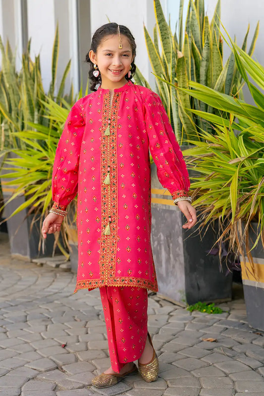 2 Piece Suit Lawn Screen Gold Printed Shirt with Plazzo K-SFC-016