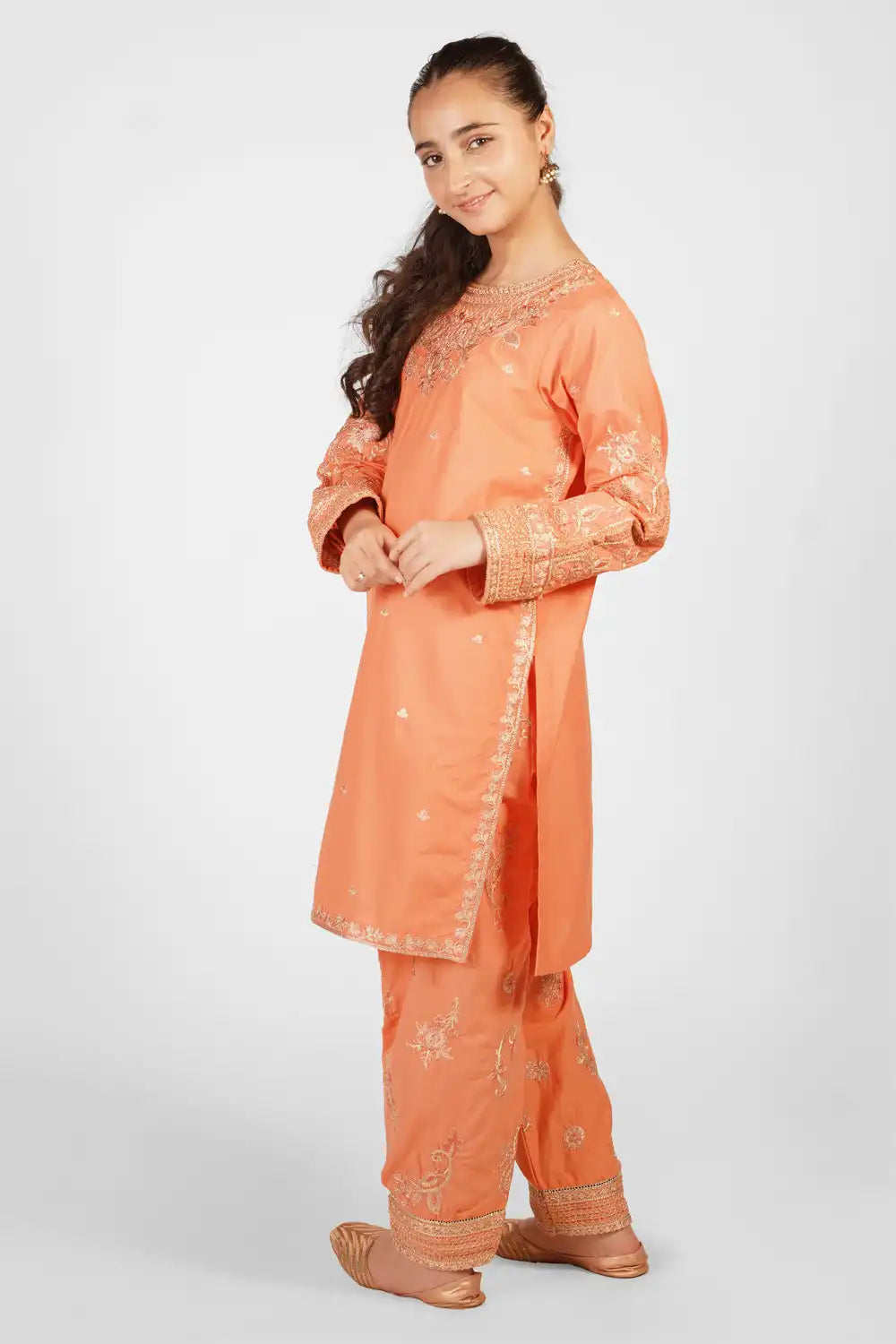 2 Piece Embroidered Suit with Floral Design & Shalwar SFC-193