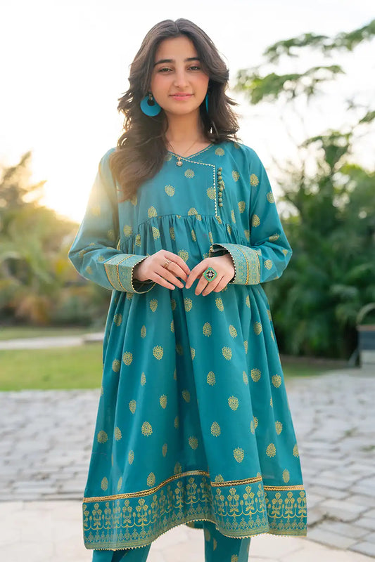 2 Piece Suit Lawn Allover Jacquard Frock with Trouser T-ALPRTW-057