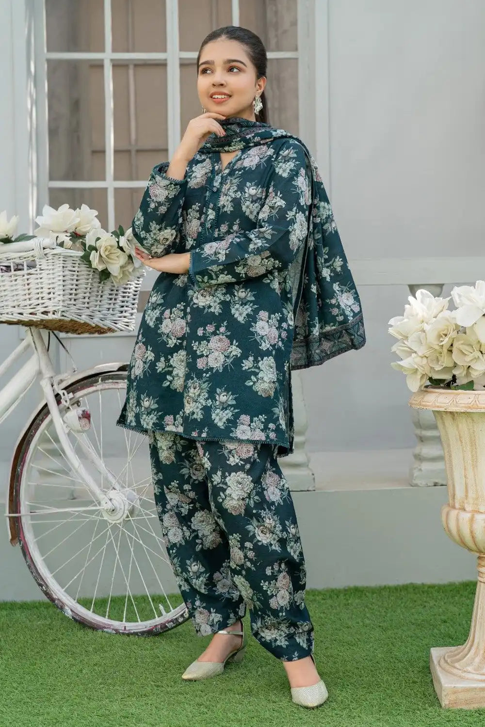 3 Piece Suit Co-ord Set Cotton Khaddar Winter Outfit T-CK-006