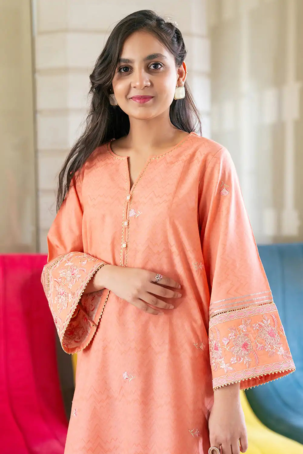 2 Piece Suit Cotton Embroidered Shirt with Shalwar T-SFC-031
