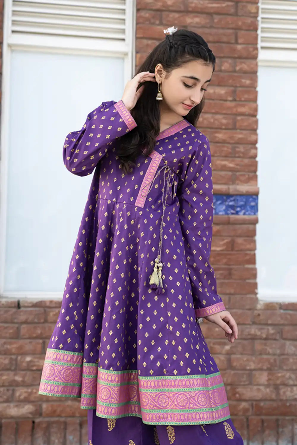 3 Piece Suit Cotton Lawn Angrakha Style JK-PRT-001