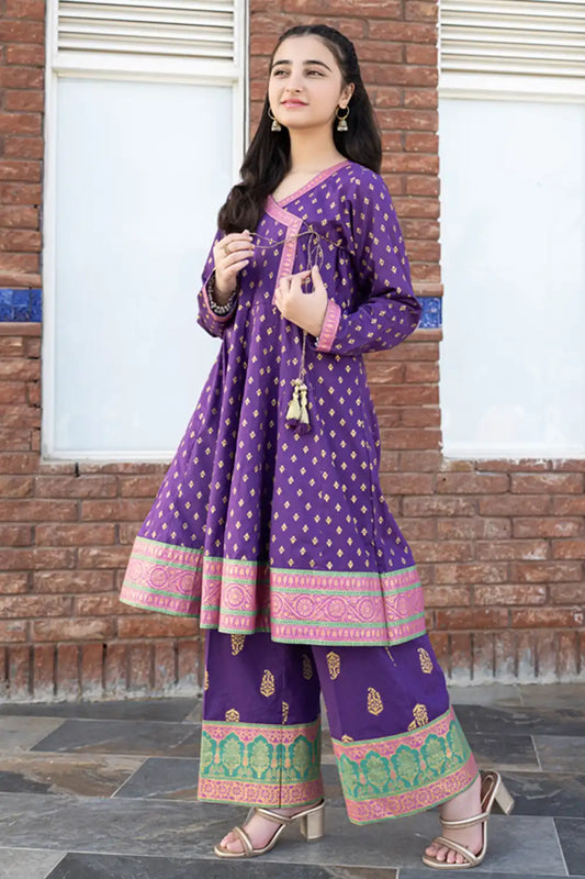 3 Piece Suit Cotton Lawn Angrakha Style JK-PRT-001