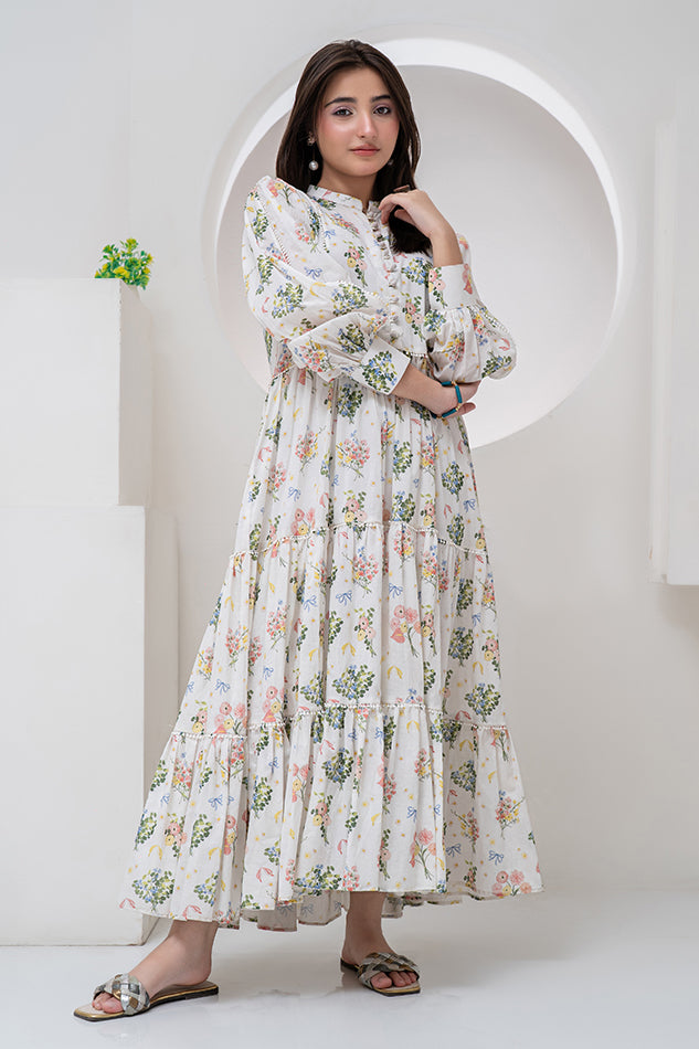 1 Piece Lawn Maxi Multi White Maxi-015
