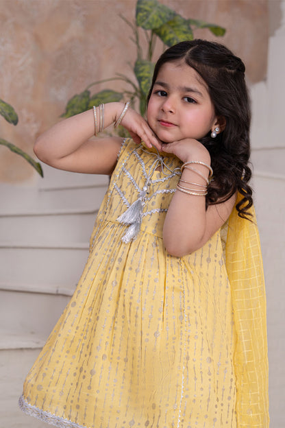 3 Piece Lawn Tunic with Shalwar for Girls Festive Wear K-MG-002