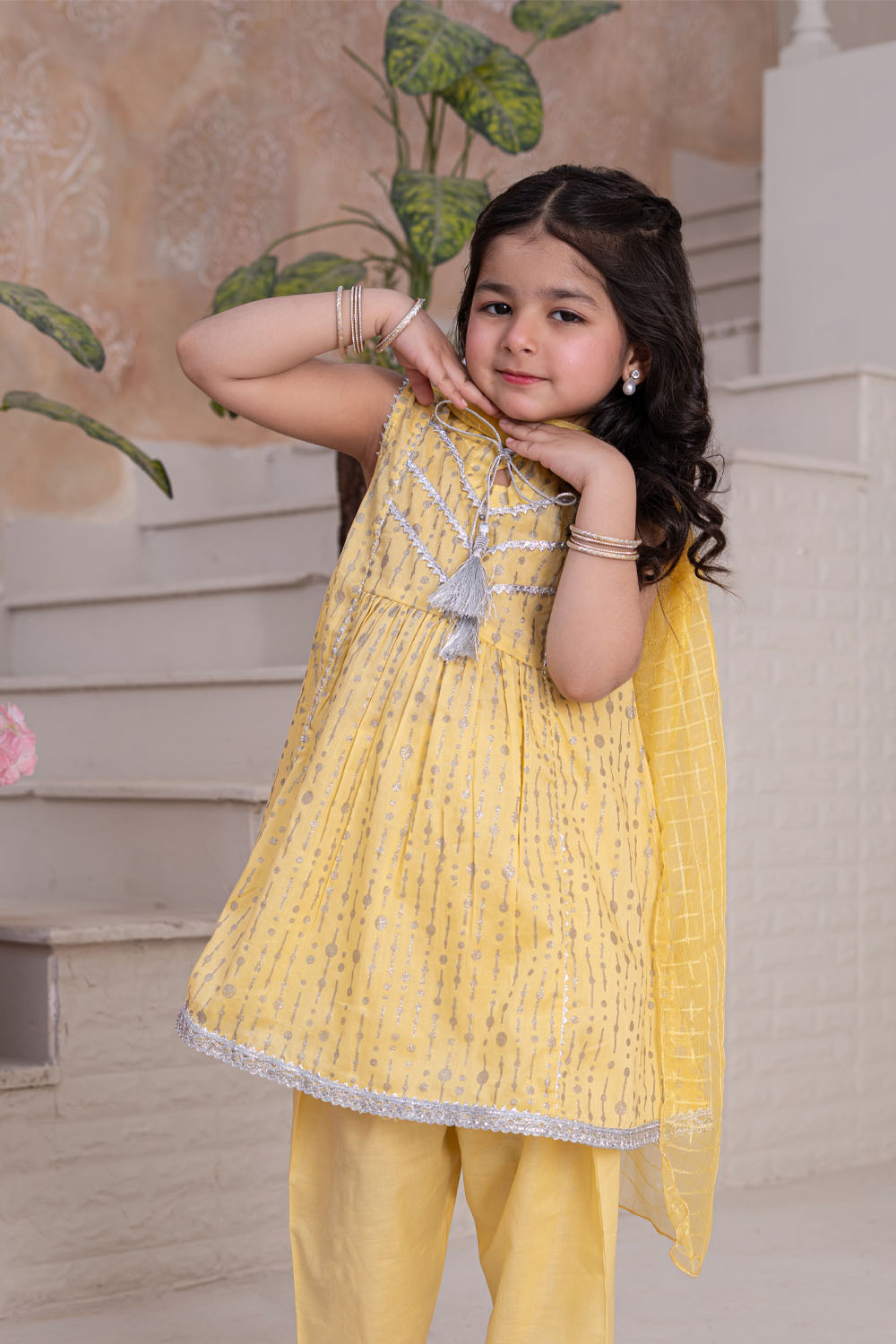 3 Piece Lawn Tunic with Shalwar for Girls Festive Wear K-MG-002