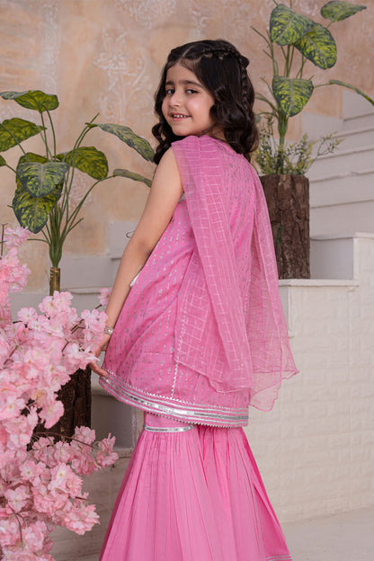 3 Piece Cotton Angrakha Gharara for Girls Festive Wear K-MG-003