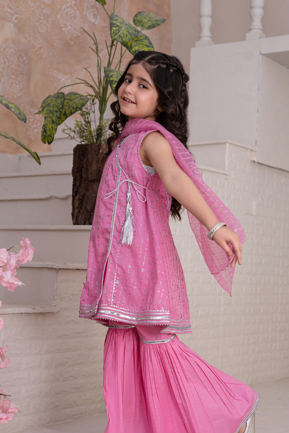 3 Piece Cotton Angrakha Gharara for Girls Festive Wear K-MG-003