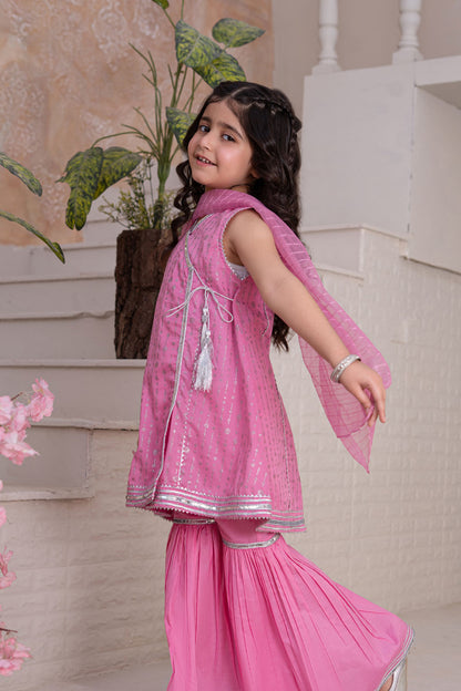 3 Piece Cotton Angrakha Gharara for Girls Festive Wear K-MG-003