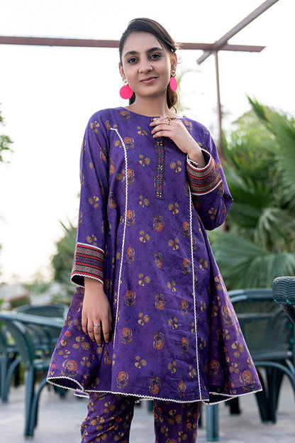 2 Piece Suit All-Over Printed Dress with Trouser T-ALPRTW-030