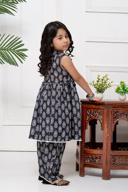 2 Piece Lawn Printed Anrakha Style Frock with Trouser K-DP-023