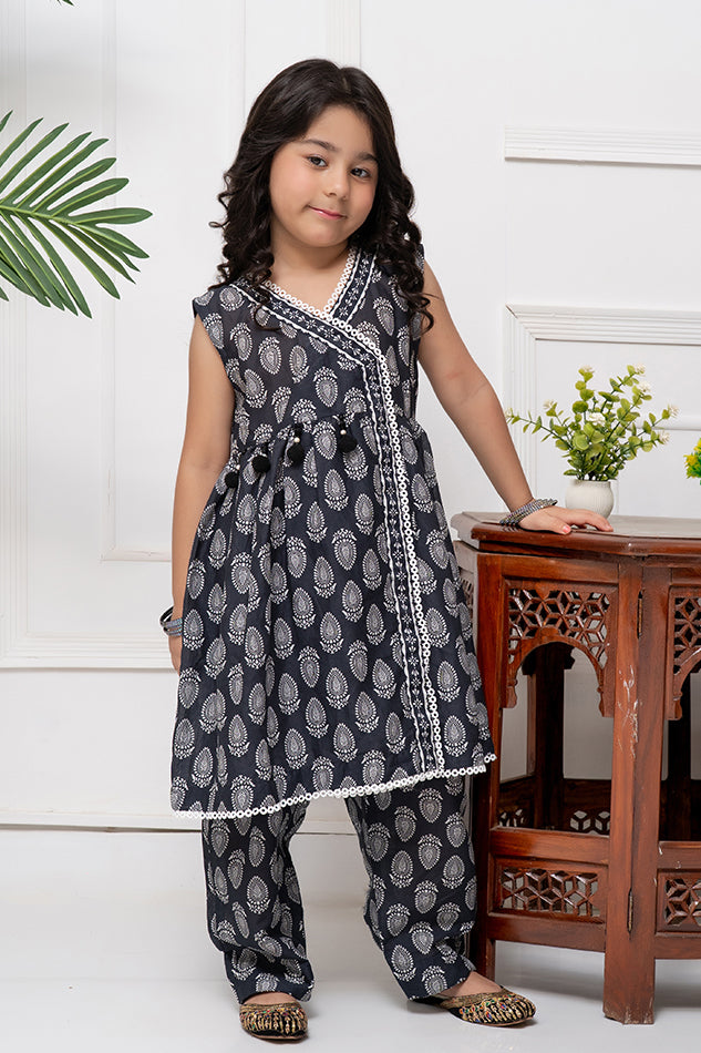 2 Piece Lawn Printed Anrakha Style Frock with Trouser K-DP-023