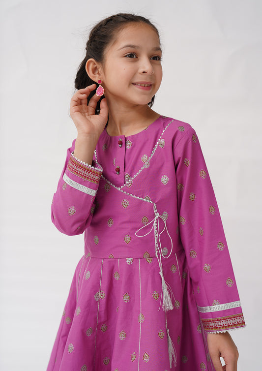 2 Piece Angrakha Frock with Straight Trouser K-SFC-017