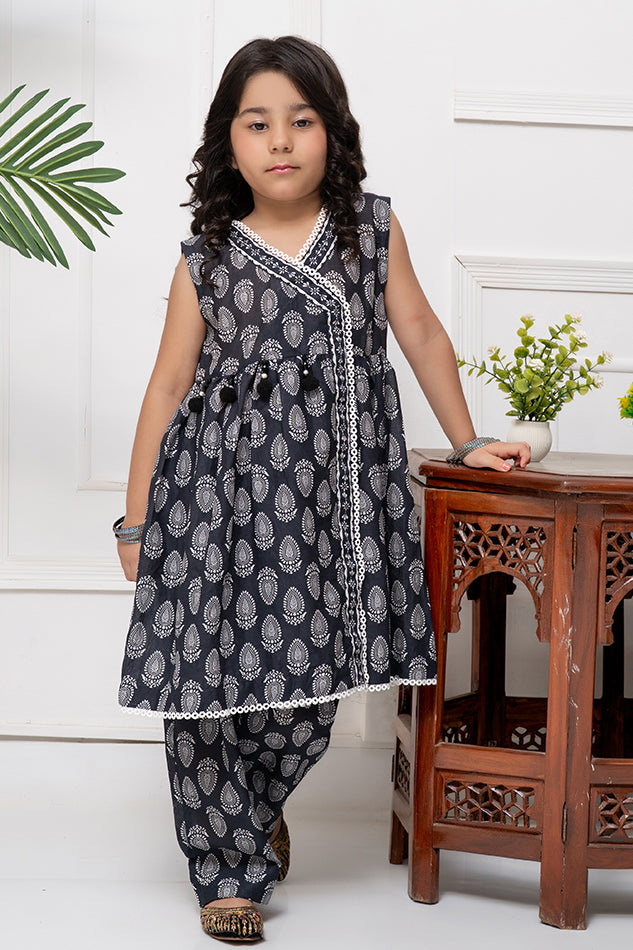 2 Piece Lawn Printed Anrakha Style Frock with Trouser K-DP-023