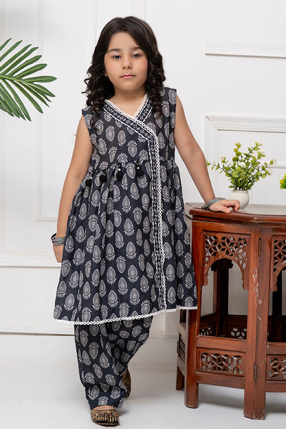 2 Piece Lawn Printed Anrakha Style Frock with Trouser K-DP-023