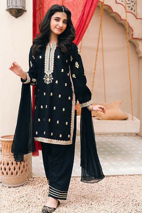 SFC-187 Black Embroidered 2 Piece Suit
