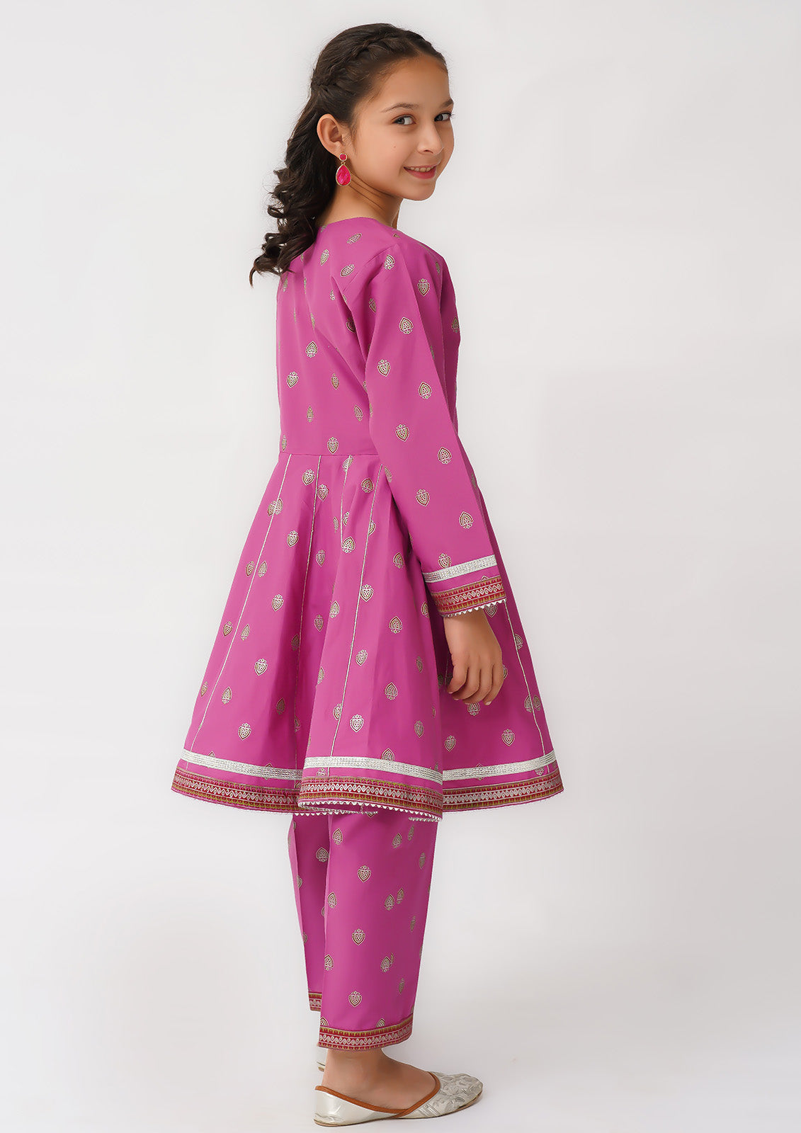 2 Piece Angrakha Frock with Straight Trouser K-SFC-017