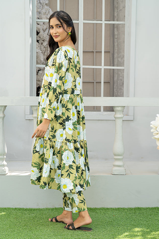 2 Piece Stylish Maxi Women’s Outfit Digital Printed Maxi T-FRK-003