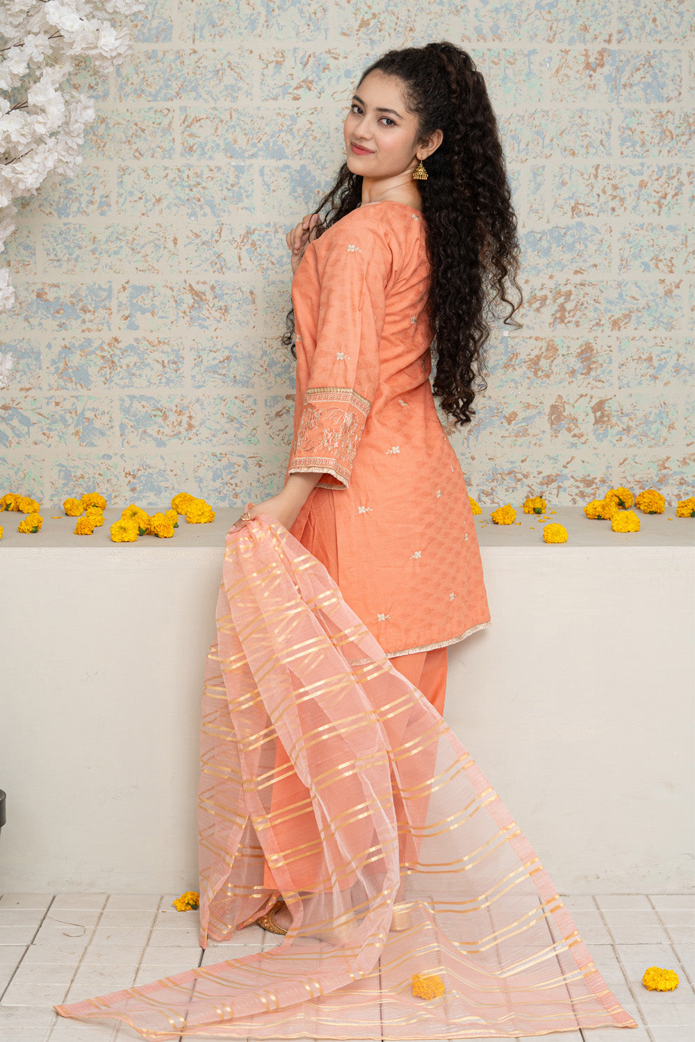 3 Piece Suit Embroidered Shirt with Shalwar T-SFC-D-032