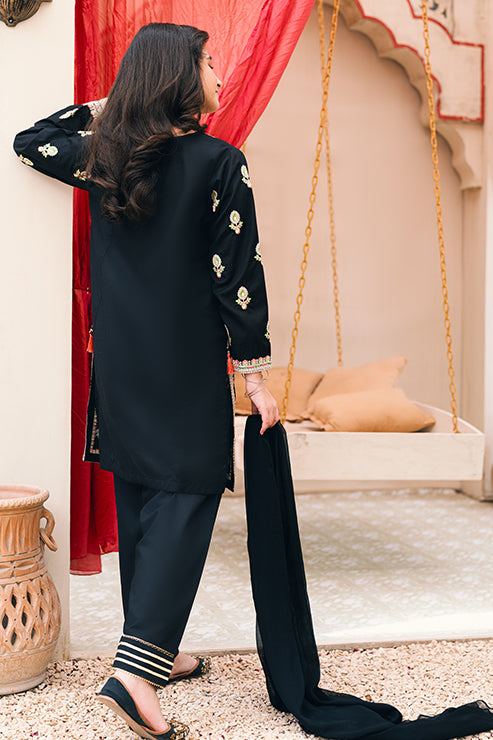 SFC-187 Black Embroidered 2 Piece Suit