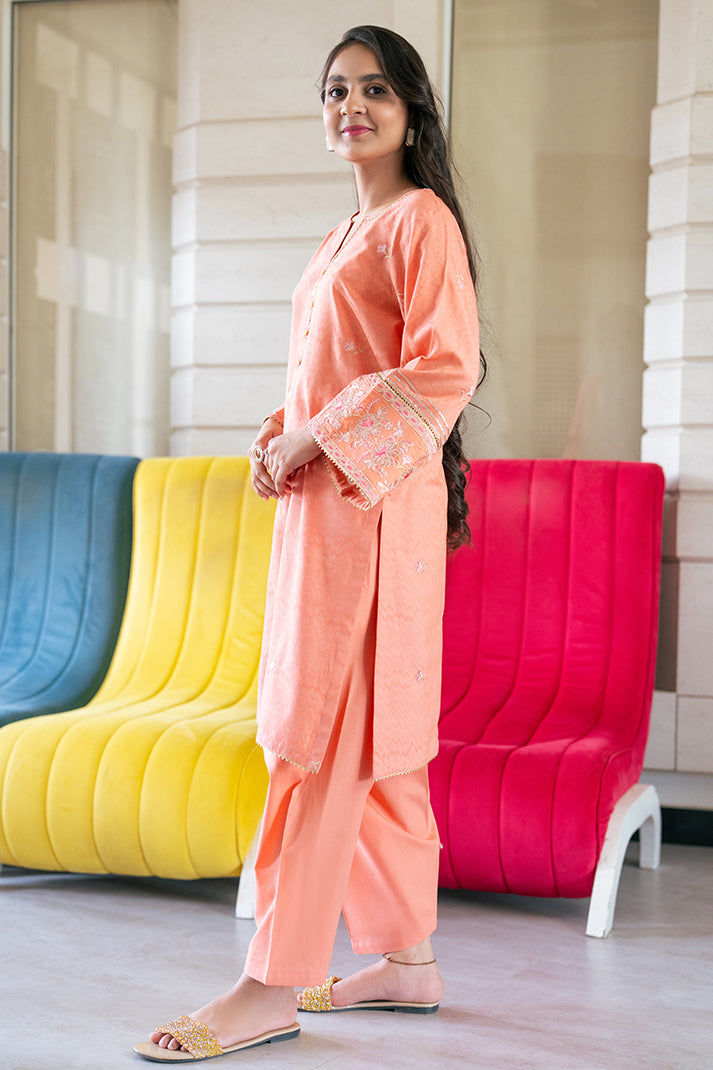 2 Piece Suit Cotton Embroidered Shirt with Shalwar T-SFC-031