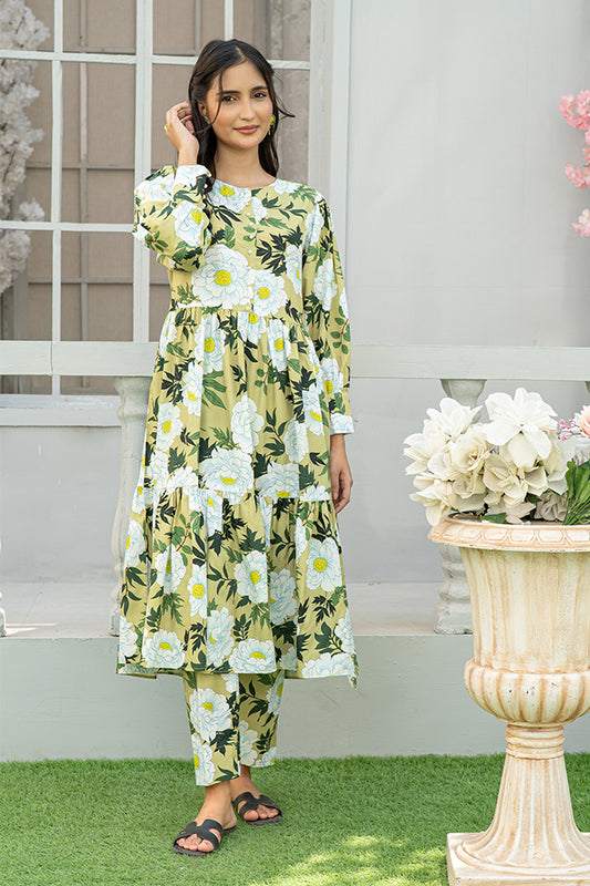 2 Piece Stylish Maxi Women’s Outfit Digital Printed Maxi T-FRK-003