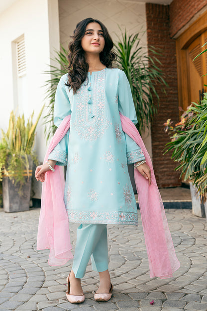 T-SFC-004 Cotton Lawn Fabric EMBROIDERED 3 PCS SUIT