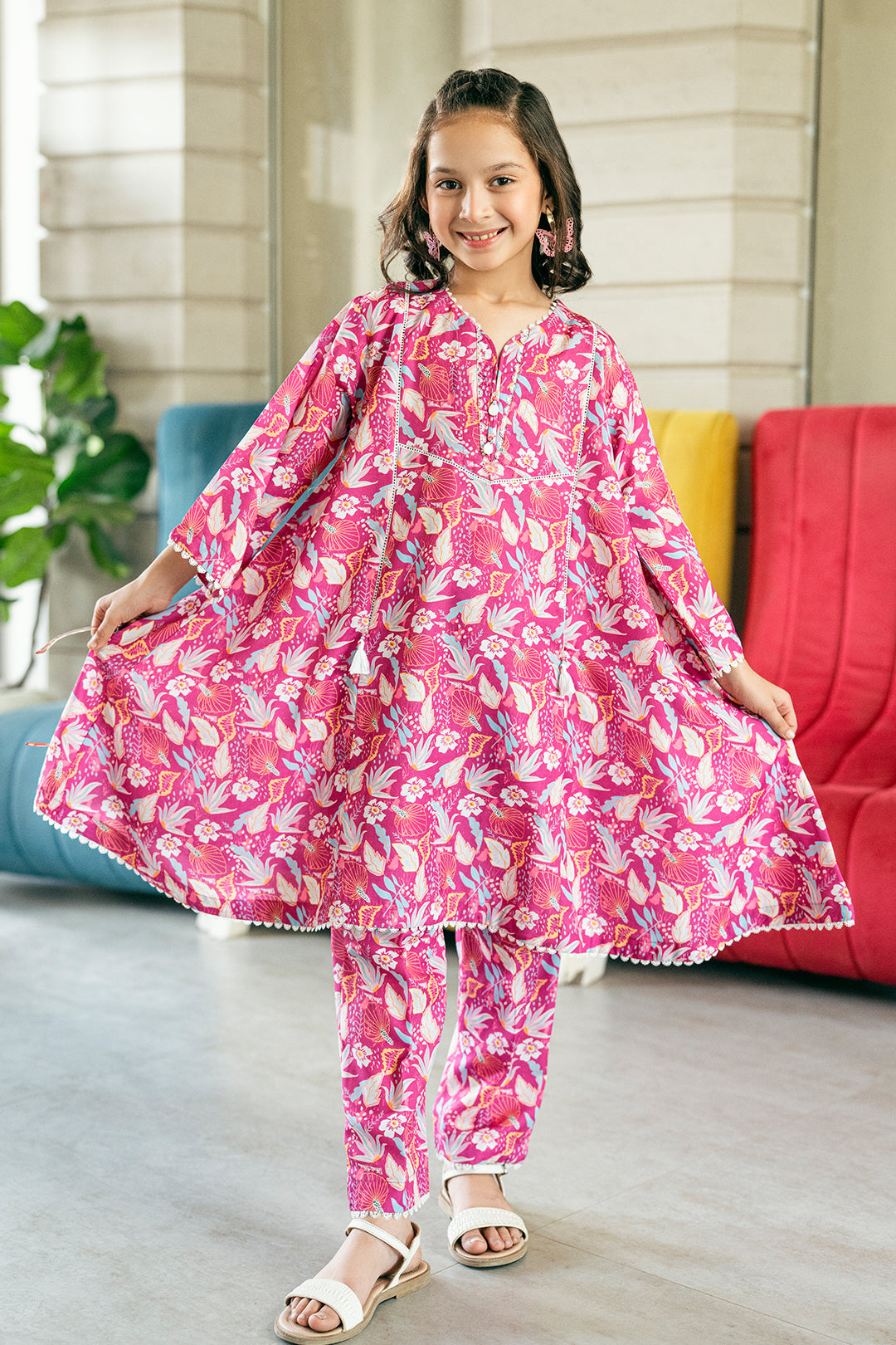 2 Piece Poly Lawn Printed Co-Ord Set Frock Style K-ALPRTW-045