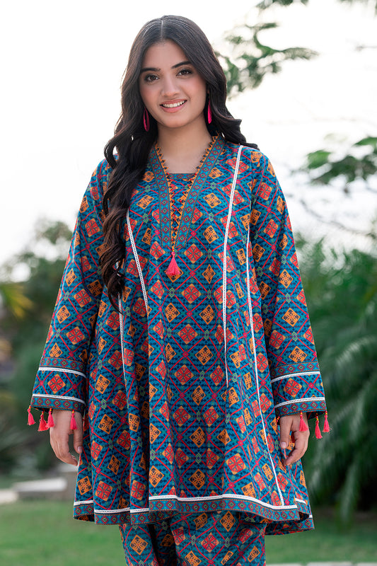 2 Piece Suit Stylish Panel Body Shirt with Shalwar T-ALPARTW-031