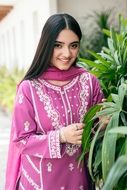 T-SFC-026 EMBROIDERED SHIRT AND SHALWAR TABEL PRINT 3 PCS SUIT