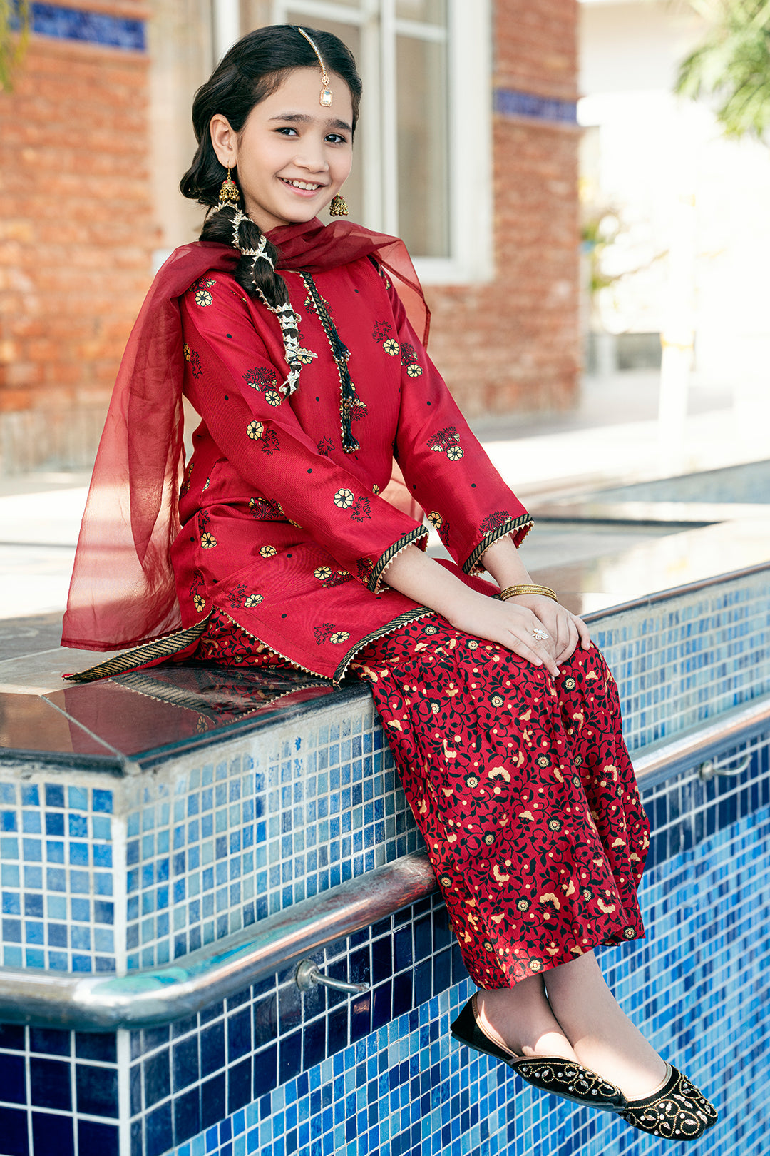 3 Piece Raw Silk Shirt with Garara & Dupatta K-SFC-014