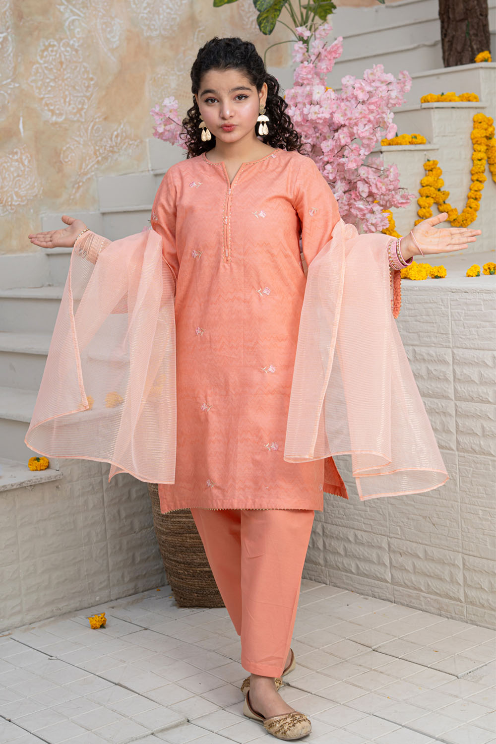 Embroidered Cotton Suit - T-SFC-D-031