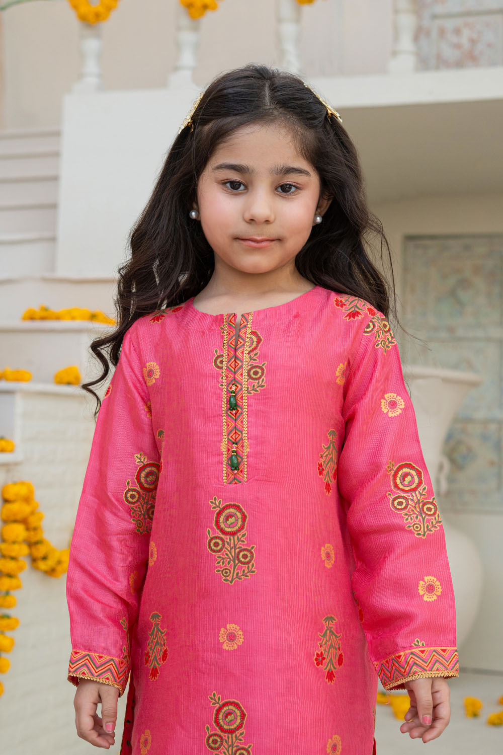 3 Piece Embroidered Indian Raw Silk Kurta with Gharara for Girls Pastel Pink Festive Wear K-FORT-008