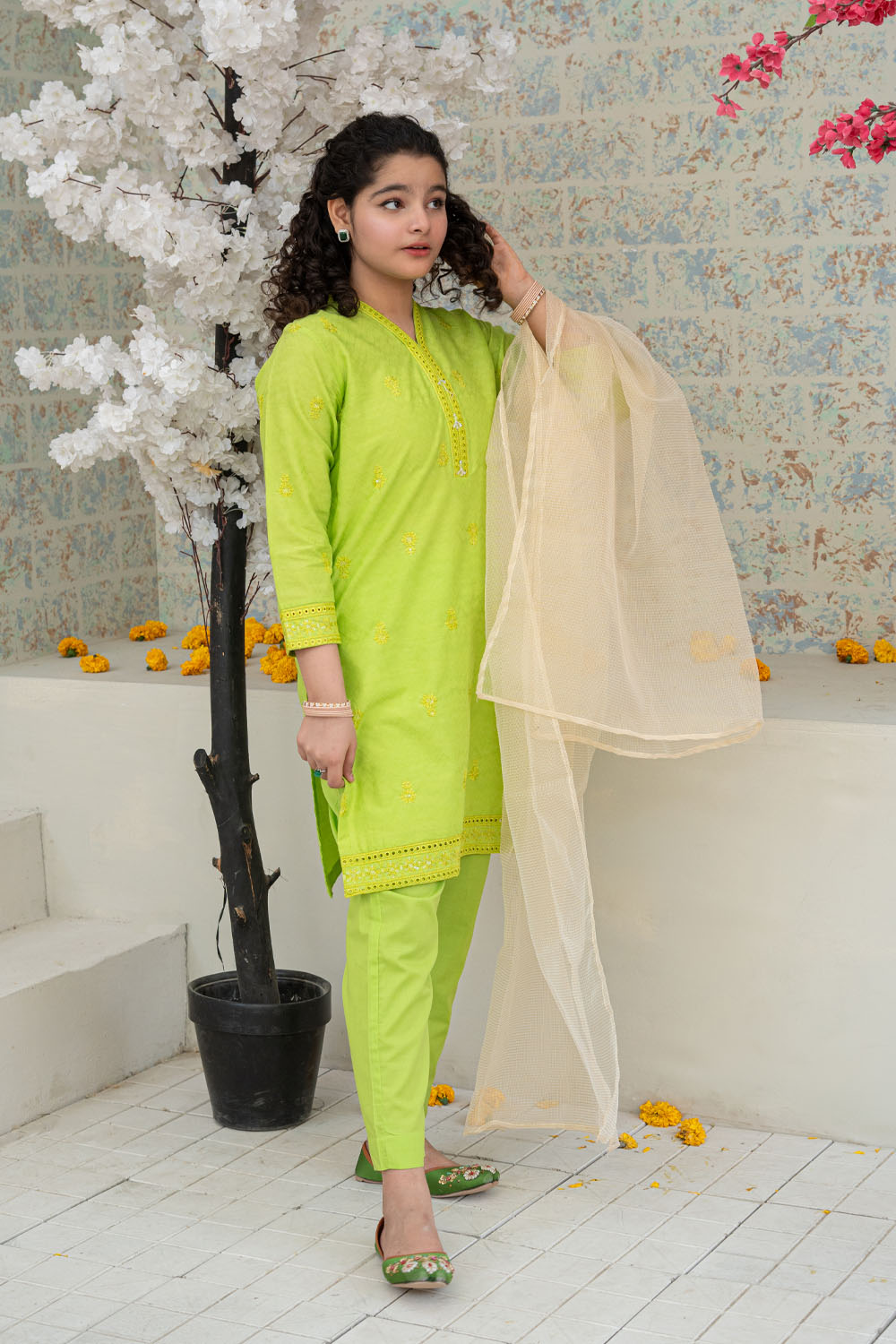3 Piece Embroidered Dress Shirt with Trouser T-SFC-D-030