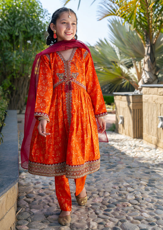 3 Piece Stitched Dress Table Print Embroidered K-SFC-002