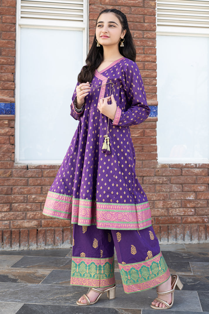 3 Piece Suit Cotton Lawn Angrakha Style JK-PRT-001