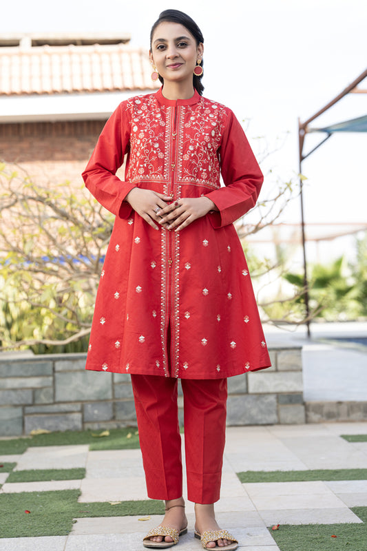 3 Piece Suit Lawn Embroidered Frock Trouser & Dupatta JK-PRT-006