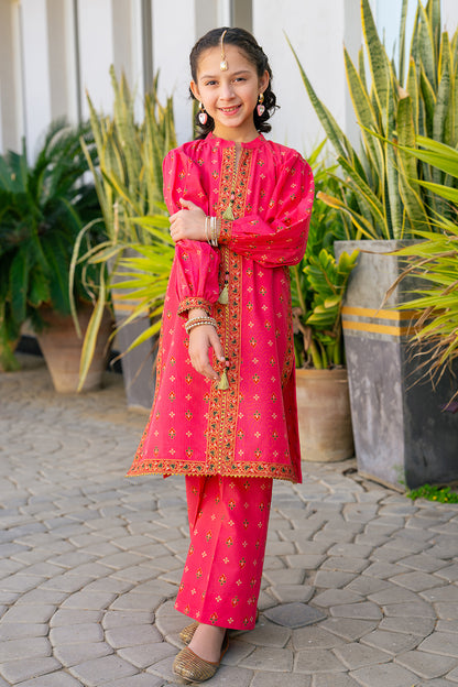 2 Piece Suit Lawn Screen Gold Printed Shirt with Plazzo K-SFC-016