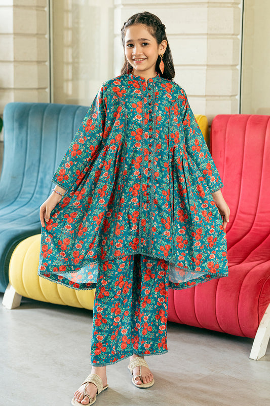 2 Piece Digital Printed Poli Lawn Co-Ord Set K-ALPRTW-050