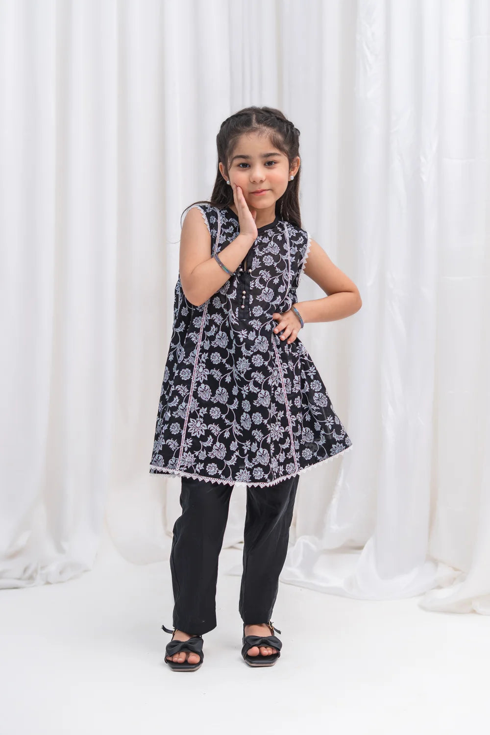 Printed Floral Lawn Frock Co-Ord Set - K-MC-TP-014
