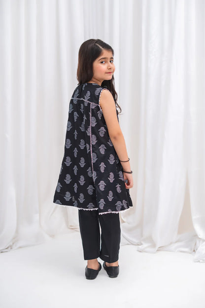 Girls Black Lawn Tunic & Straight Pants 2 Piece K-MC-TP-013