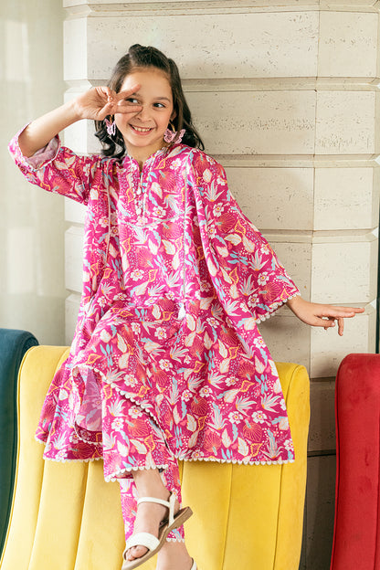 2 Piece Poly Lawn Printed Co-Ord Set Frock Style K-ALPRTW-045